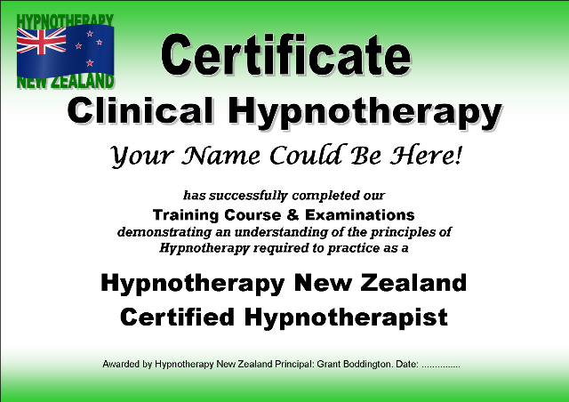 Hypnotherapy New Zealand Certificate in
              Clinical Hypnotherapy